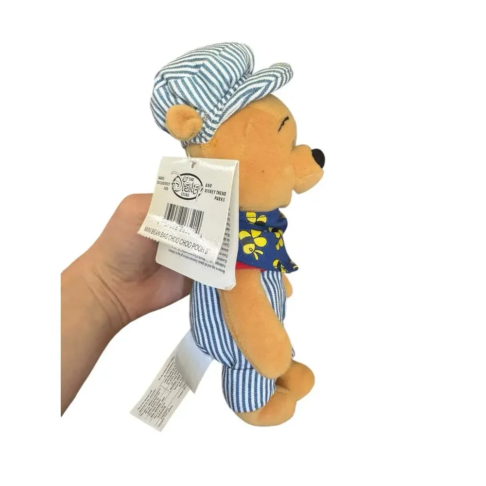 The Disney Store Winnie The Pooh Train Conductor Choo Choi Bean Bag Plush 8” Toy